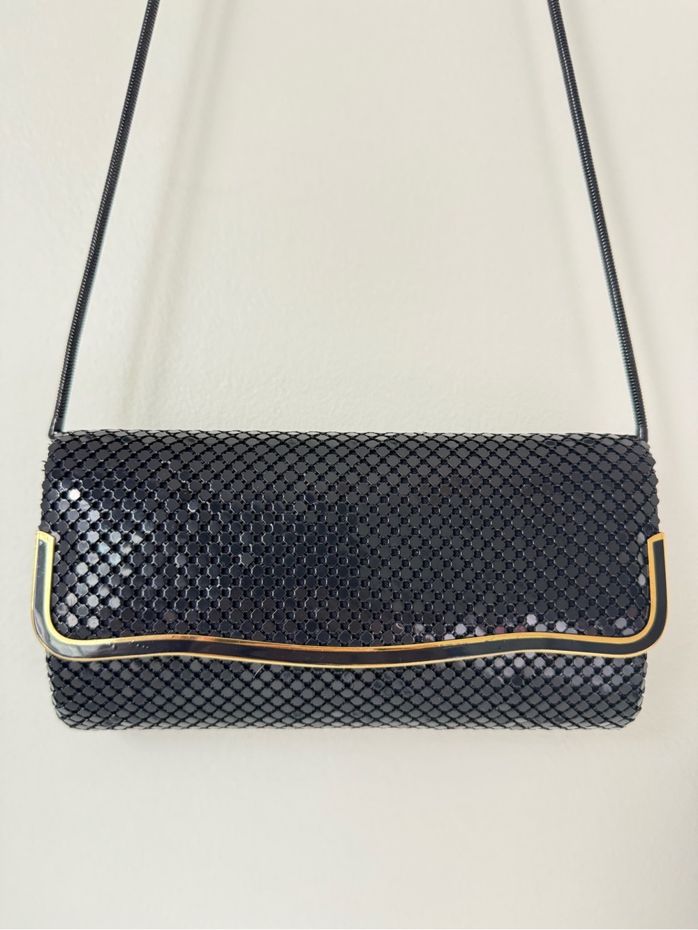 vintage La Regale black metal mesh evening bag